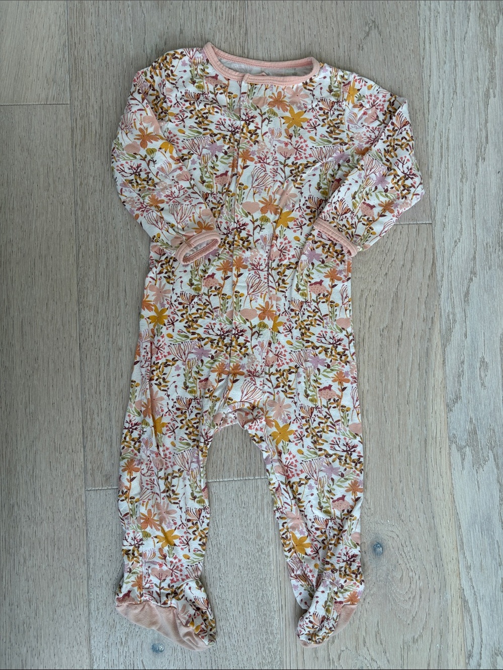 Magnetic Me Floral Footed One-Piece in Pink, Yellow and Green